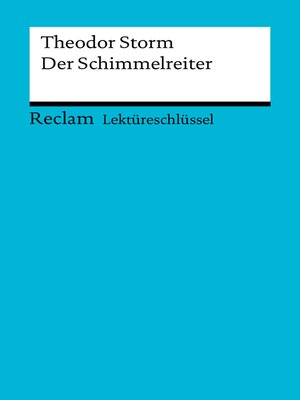 cover image of Lektüreschlüssel. Theodor Storm